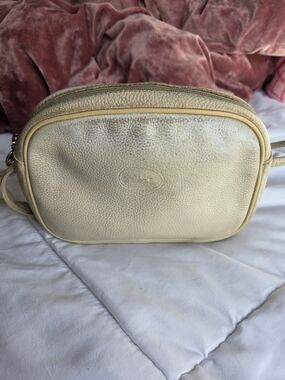 Rare Vintage Longchamp Cream Leather Crossbody Bag